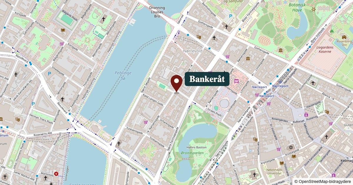 Kort over Bankeråt i Ahlefeldtsgade 27–29 ved Nørreport, København K